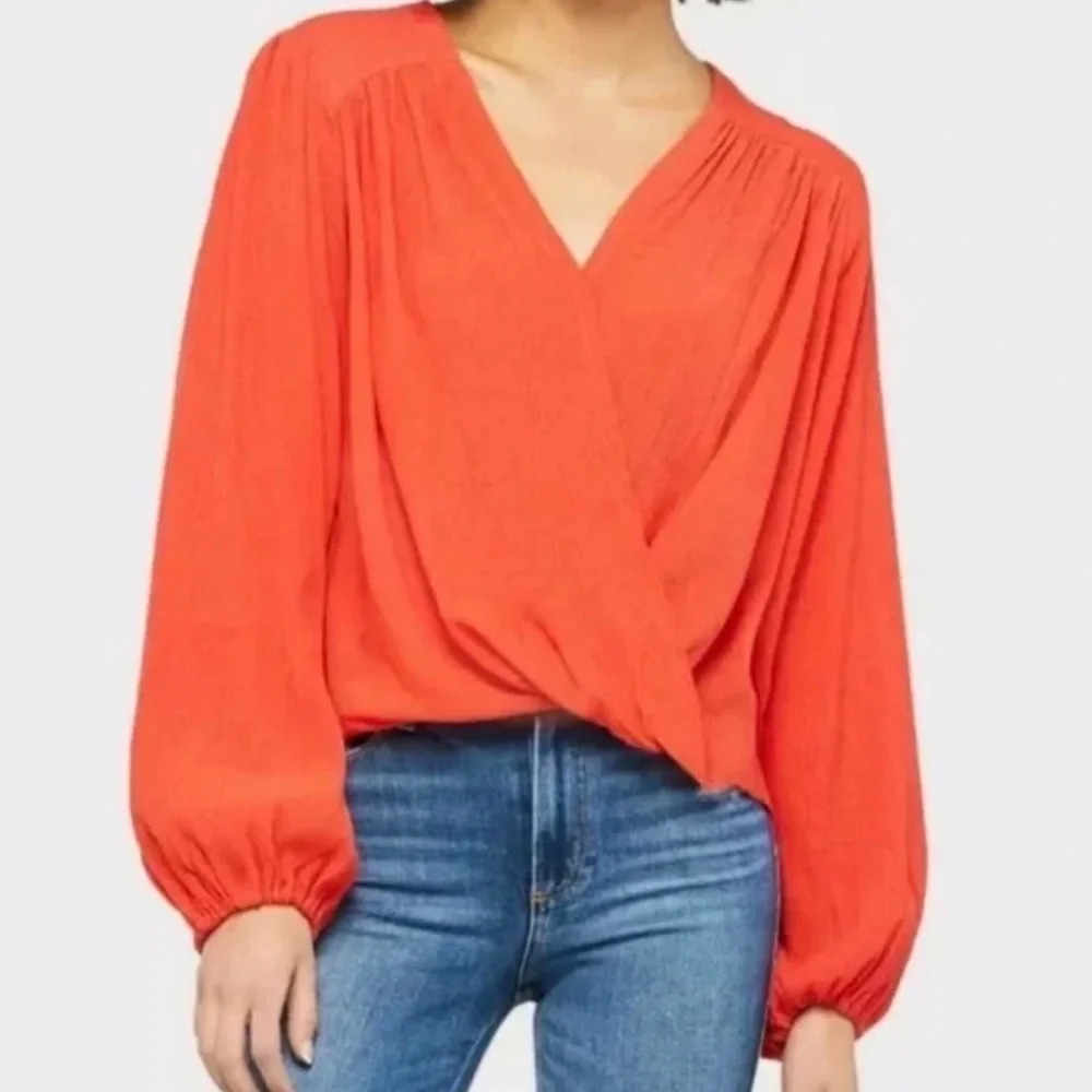 FREE PEOPLE - Check‎ On It Wrap Top V-Neck Blouse